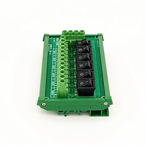 DIN Rail Mount 6 Channel Rocker Switch AC 125V 250V Power Distribution Strip Module