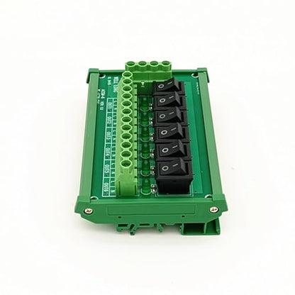 DIN Rail Mount 6 Channel Rocker Switch AC 125V 250V Power Distribution Strip Module