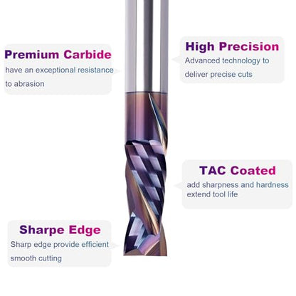 SpeTool Spiral Compression Router Bit with Coating 1/2 Inch Shank 1-1/4 Cutting Diameter Extra Long 3 InchSolid Carbide Router Bit Up Douwn Spiral Router Bits End Mill for CNC Wood Carving - size: 1/2" Dia - 1-1/4" CL -1/2" Shank, style: COMPRESSION CUT