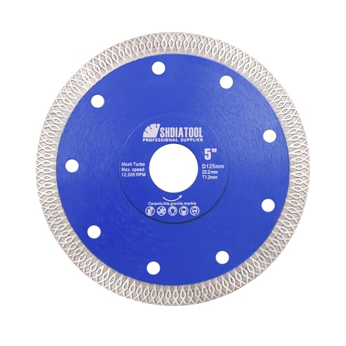SHDIATOOL 5 Inch Diamond Saw Blade Cutting Porcelain Tile Ceramic Granite Marble Brick - size: 5 Inch(125mm)