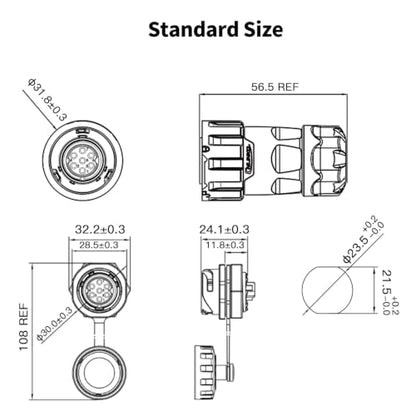 CNLINKO YM-20 7-Pin IP68 Waterproof Circular Connector PBT Plastic Shell - size: 7-Pin
