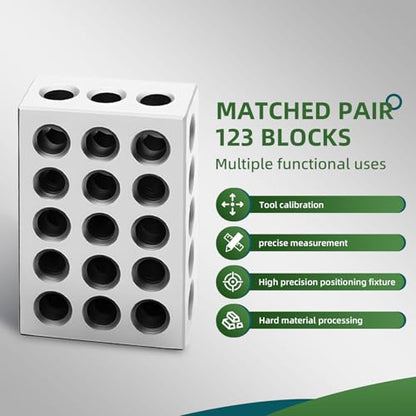 Precision 1 2 3 Blocks Tool Steel 23 Holes Matched Pair 2 Blocks