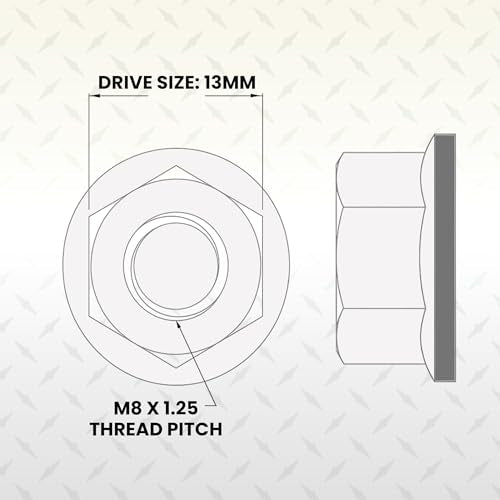 M8 x 1.25 Black Zinc Finish Durable Flange Nuts 10 Pack
