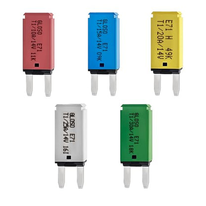 DC 14V Auto-Reset ATM Mini Circuit Breaker Blade Fuses Assortment Kit 5PCS(10A,15A,20A,25A,30A) - style: 5 Style