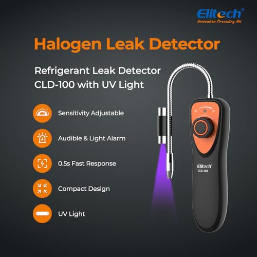 Elitech CLD-100 Refrigerant Leak Detector + DIT-220 Infrared Temperature Gun – Accurately Locate AC/Car Cooling Issues, Non-Contact Digital Infrared Thermometer, Freon Leak Detector