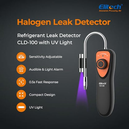 Elitech CLD-100 Refrigerant Leak Detector + DIT-220 Infrared Temperature Gun – Accurately Locate AC/Car Cooling Issues, Non-Contact Digital Infrared Thermometer, Freon Leak Detector