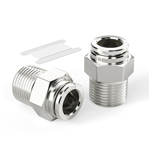 TAILONZ 304 Stainless Steel 5/32" x 1/8" NPT Push to Connect Straight 2Pcs - size: 5/32''OD 1/8''NPT