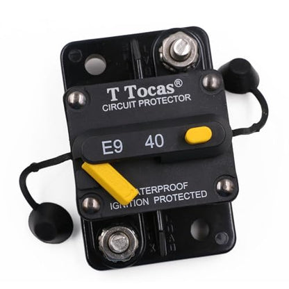 E9 1/4" Studs 40A Amp Circuit Breaker w/Manual Reset 12-72V DC UL - size: 40A