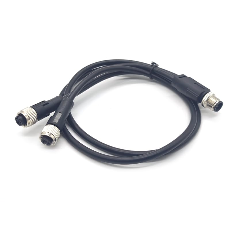 M12 5 Pins Connector Cable, Male to Dual Female Circular Connector Molding Cable A Code Straight Industrial Molded Cable IP67 Waterproof Unshielded PVC Cable 60V 4A AC/DC 10Meter（32.8ft） - size: 32.8ft