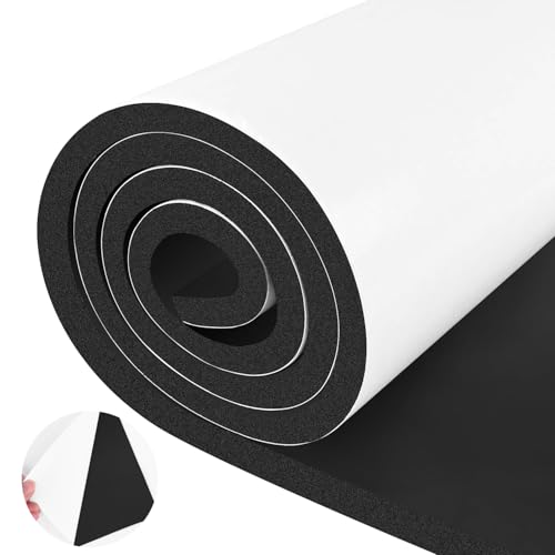 ToLanbbt Sponge Neoprene Foam Sheet with Adhesive, 3/4” Thick, 12” x 59” Closed Cell Foam Rubber Roll, Weatherproof Soundproof Padding for Automotive, Cabinet, Furniture, Crafts, DIY, Black - color: Black, size: 12 in x 59 in x 3/4 in