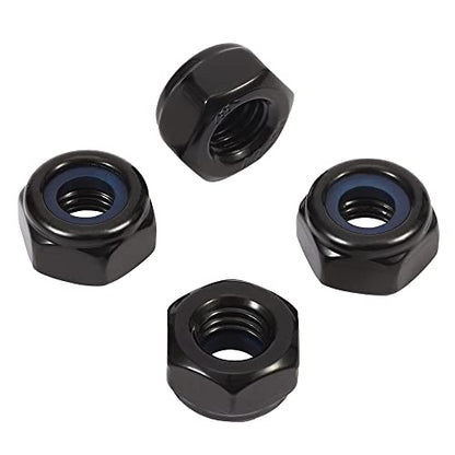 1/4-20 Nylon Insert Hex Lock Nuts Locknuts, 304 Stainless Steel 18-8, Black Oxide, 25 PCS - color: Black, size: 1/4-20
