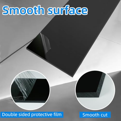 High-Density Polyethylene (HDPE) Plastic Sheet, 1/2" X 24'' X 48'' Black, Versatile Board for Machining, Home Improvements, and DIY Engineering Projects - color: Black1