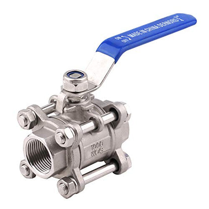 DERNORD Ball Valve 3/4 Inch NPT Threaded - Stainless Steel 304 Female 3 Piece Full Port - size: 3/4" NPT Female