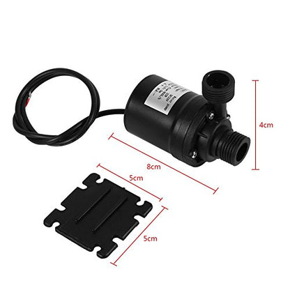 Zerodis DC 24V Solar Water Circulation Pump, Quiet Brushless Motor, Submersible, Black, Industrial, 800L/H, 5M Head, ABS Plastic