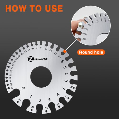 ZeeDix Standard Dual-Sided Round Wire Cable Sheet Gage - style: Metal Round Wire Gauge