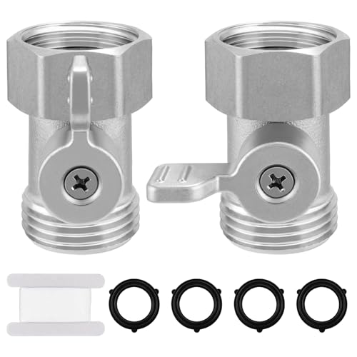 304 Stainless Steel Garden Hose Shut Off Valve, 2 Pack 3/4" GHT Garden Hose Ball Valve, Heavy Duty Hose Connector Water Shut Off Valve Hose Shutoff Valve
