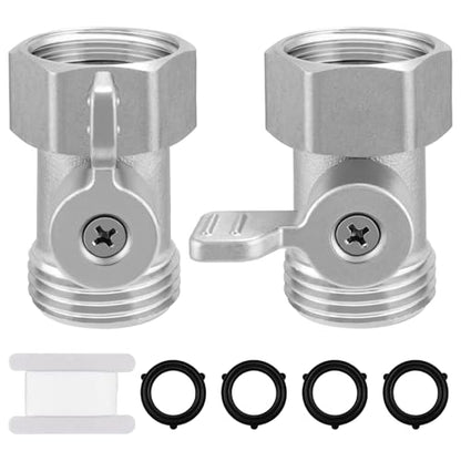 304 Stainless Steel Garden Hose Shut Off Valve, 2 Pack 3/4" GHT Garden Hose Ball Valve, Heavy Duty Hose Connector Water Shut Off Valve Hose Shutoff Valve