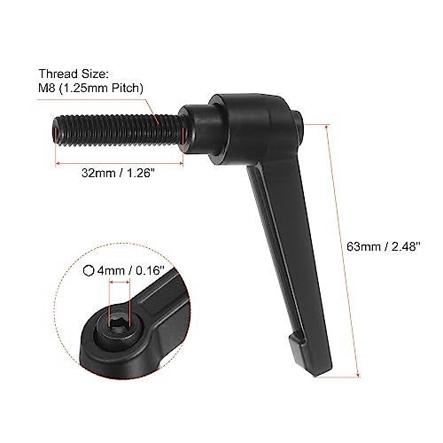 HARFINGTON 6pcs Adjustable Clamping Lever Handles M8 x 32mm Male Thread Bolt Knobs Rotating Screw Locking Quick Release Ratchet Push Button Handle, Black - size: M8 x 32mm