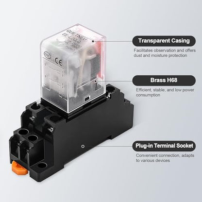 2 Pcs Electromagnetic Power Relays, Green Indicator Light, 24 VDC - size: 8-Pin 24 VDC