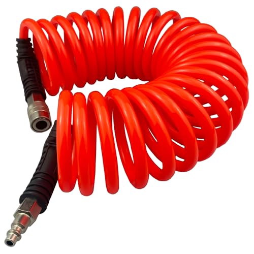 Darnassus PU Recoil Air Hose Compressor Tube with 1/4" Swivel Fittings - color: Red, size: 20 FT