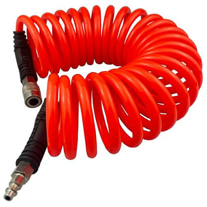 Darnassus PU Recoil Air Hose Compressor Tube with 1/4" Swivel Fittings - color: Red, size: 20 FT