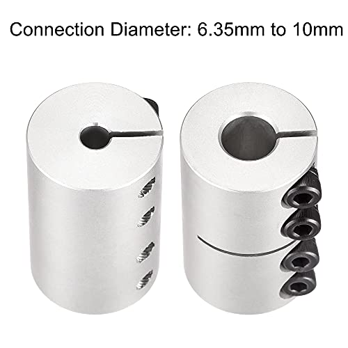 uxcell 2pcs 6.35mm to 10mm Shaft Coupling 25mmx40mm Coupler Aluminum Alloy Joint Motor for 3D Printer CNC Machine DIY Encoder - size: 10mm x 6.35mm