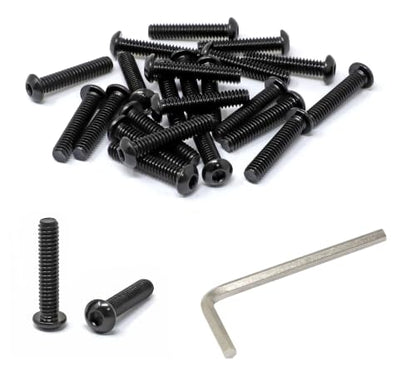 iexcell 25 Pcs 1/4-20 x 1-1/4" Stainless Steel 304 Hex Socket Button Head Cap Screws Bolts, Black Oxide Finish, with Hex Key Spanner - size: 1/4-20 x 1-1/4"