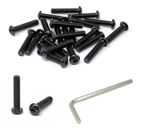 iexcell 25 Pcs 1/4-20 x 1-1/4" Stainless Steel 304 Hex Socket Button Head Cap Screws Bolts, Black Oxide Finish, with Hex Key Spanner - size: 1/4-20 x 1-1/4"