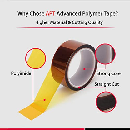 APT, 1 mil Thick Polyimide Adhesive Tape, HighTemperature and Heat Tape, for Masking, Soldering, Electrical, 3D Printer Application. (1" x 36 yds) - size: 1"x 36 yds
