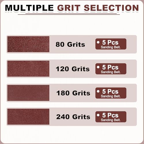 HARFINGTON 1/4 x 6 Inch Sanding Belts, 20 Pcs 80/120/180/240 Grit