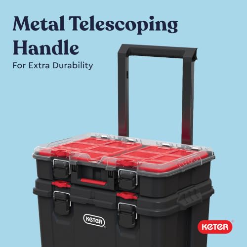 Keter Stack N Rolling Tool Box Modular Storage System 3 Piece - color: Black/Red, size: 3PC System