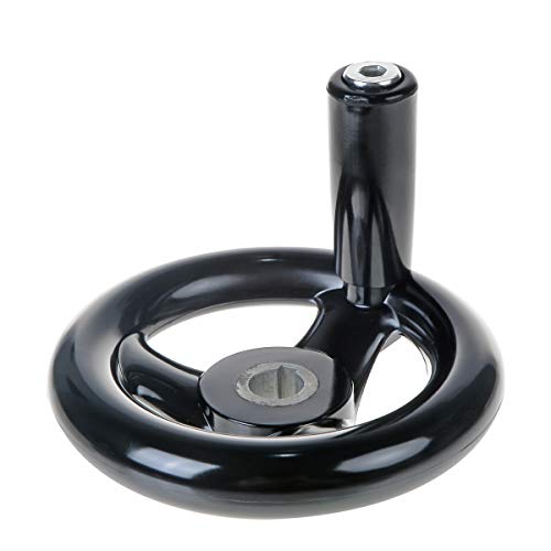 3.94'' Hand Wheel Black w Revolving Handle 3 Spoked 12mm Hole Adjustment Round Handwheel for Milling Machine - size: 100mm Dia.