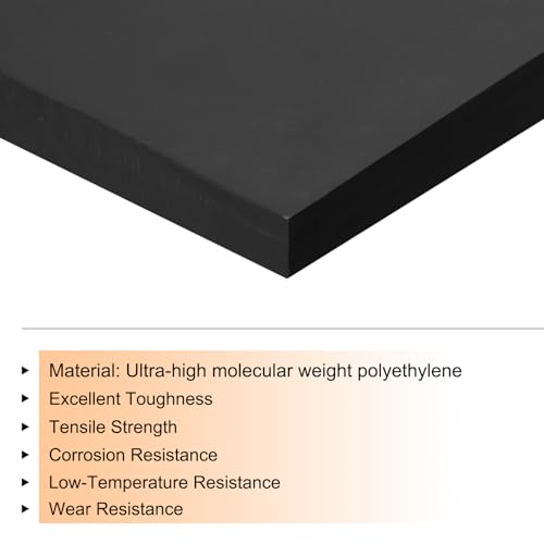 MECCANIXITY 2Pcs UHMW Sheet Ultra High Molecular Weight Polyethylene Sheet, 1/2" Thick Hard HDPE Plastic Sheet Board for Marine Board,DIY Craft, Marine Plywood 12" x 12" Black - color: Black, size: 1/2" x 12" x 12"