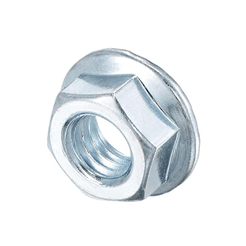 uxcell 7/16"-14 Serrated Flange Hex Lock Nuts, Carbon Steel Zinc Plated 20pcs