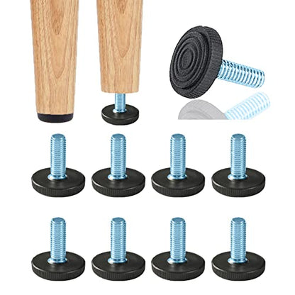 8 PCS M6 Adjustable Furniture Levelers Screw Threaded Leveling Feet Glides