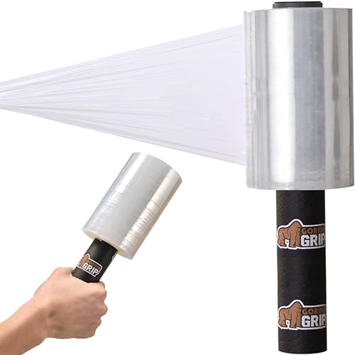 GORILLA GRIP Stretch Film Shrink Wrap for Moving, 1000'x5" Roll - size: 5" - 1000 FT Roll + Handle