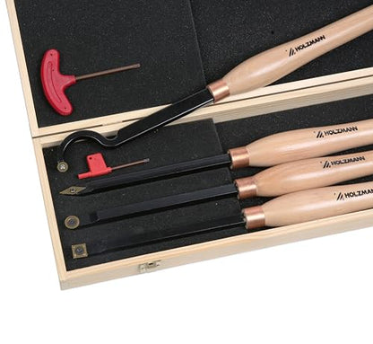 20" Full Size 4 PCS Carbide Wood Lathe Turning Tool Set, Including Swan Neck Hollower, Rougher, Finisher, Detailer, Titanium Coated Carbide Blades 2X Extended Service Life, Beech Wood Handle - size: 20INCH 4PCS