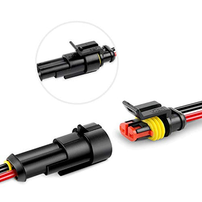 Nilight - 50020R 2Pin Way 16AWG Waterproof Wire 1.5mm Series Terminal Connector-10 Pack,2 Years Warranty - size: 2Pin Wire Harness 10Sets