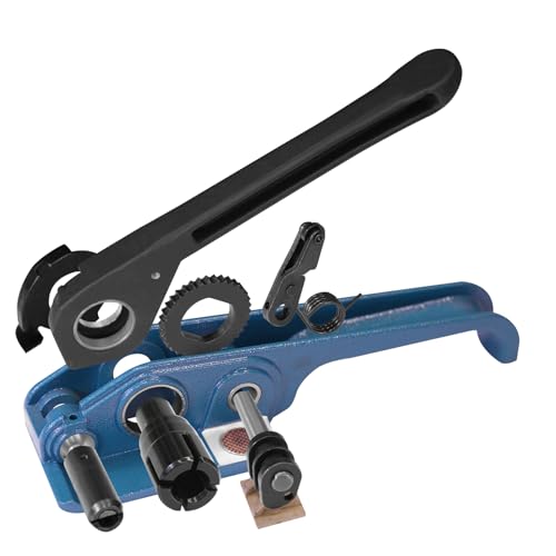 Heavy Duty Banding Strapping Tensioner & Cutter Manual Packaging Tools Windlass for 1/2"-3/4" Width Polyester Poly Strap(Gemstone Blue) - color: PET Blue, size: 1/2-3/4in