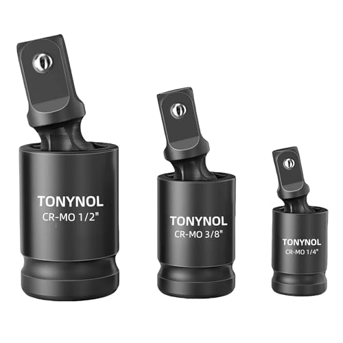 TONYNOL 3 PCS 1/4IN, 3/8IN, 1/2IN Drive Universal Joint Socket Set - size: 3-Piece 1/4", 3/8", 1/2" Swivel Socket Set
