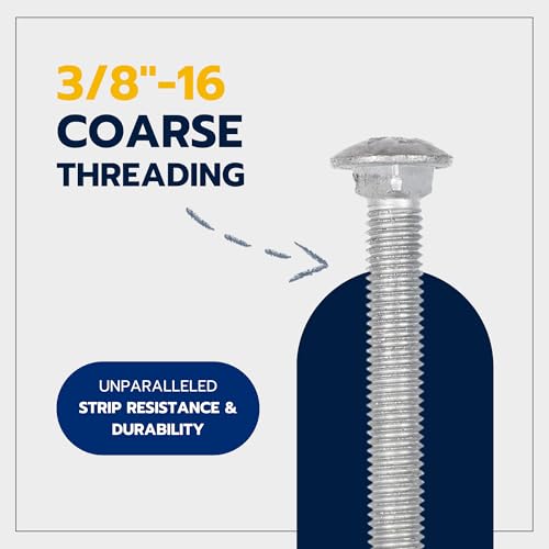 3/8" x 3" (50 Pack) Galvanized Carriage Bolt Kit, Grade 307A, Hot Dip Galvanized for Exterior Use by Makers Bolt - size: 3/8 x 3