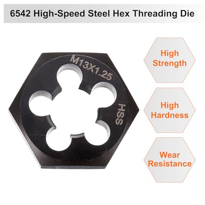 HARFINGTON Hex Threading Die M13 x 1.25 Metric Thread Right Hand High Speed Steel Rethreading Fixed Die Screw Cutting Tapping Repair Tool - size: M13 x 1.25