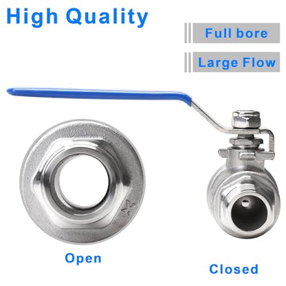 DERNORD Full Port Ball Valve 1/2 Inch - Male x Male Stainless Steel 304 Heavy Duty for Water, Oil, and Gas,1000WOG (1/2 Inch NPT) - size: 1/2 Inch NPT