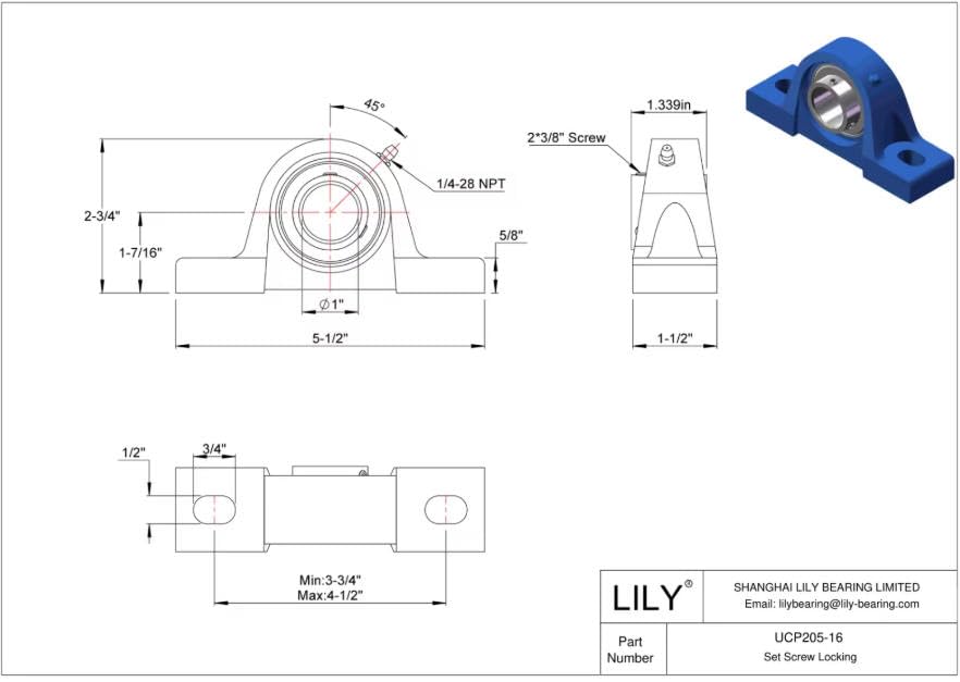 1 Pcs UCP205-16 Pillow Block Bearing, 1 inch Bore, 2 Bolt Mounted Bearing Units, Solid Cast Iron Base, Self Aligning, Heavy Duty Industrial Grade - size: UCP205-16 1 inch Bore