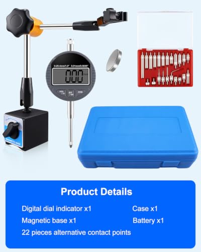 UHARBOUR Digital Dial Indicator 0-1" / 25.4mm with Magnetic Base