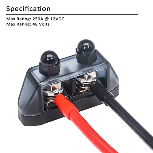 Recoil S2PG Busbar Dual 5/16” Studs Terminal Power Distribution Block - style: Discrete 2x5/16" Studs Black