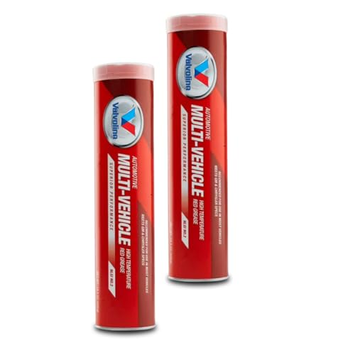 Multi-Vehicle High Temperature Red Grease, Heavy-Duty Lubricant Cartridge – 2 × 14.1 Ounce (2 Pack)