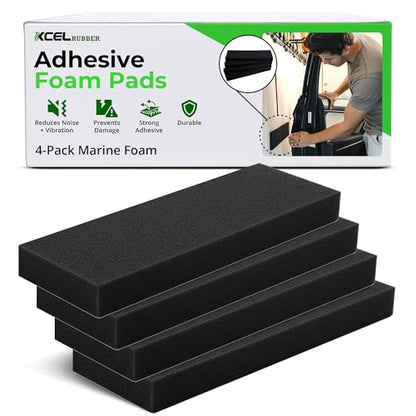 XCEL Neoprene Foam AntiVibration Pads with Adhesive (Black, 4-Pack 12" x 4" x 1/2") - color: Black, size: 4-Pack 12" x 4" x 1/2"