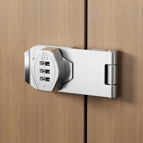 ETEKJOY Cabinet Lock Keyless 3-Digit Password Combination Code Hasp Latch Lock Twist Knob Wooden Drawer Cupboard (Silver, 3 inch) - color: Silver, size: 3 Inch