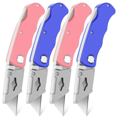 JETMORE 4 Pack Box Cutter Folding Utility Knife Razor Knife Carpet Knife - color: 4 Pack-c